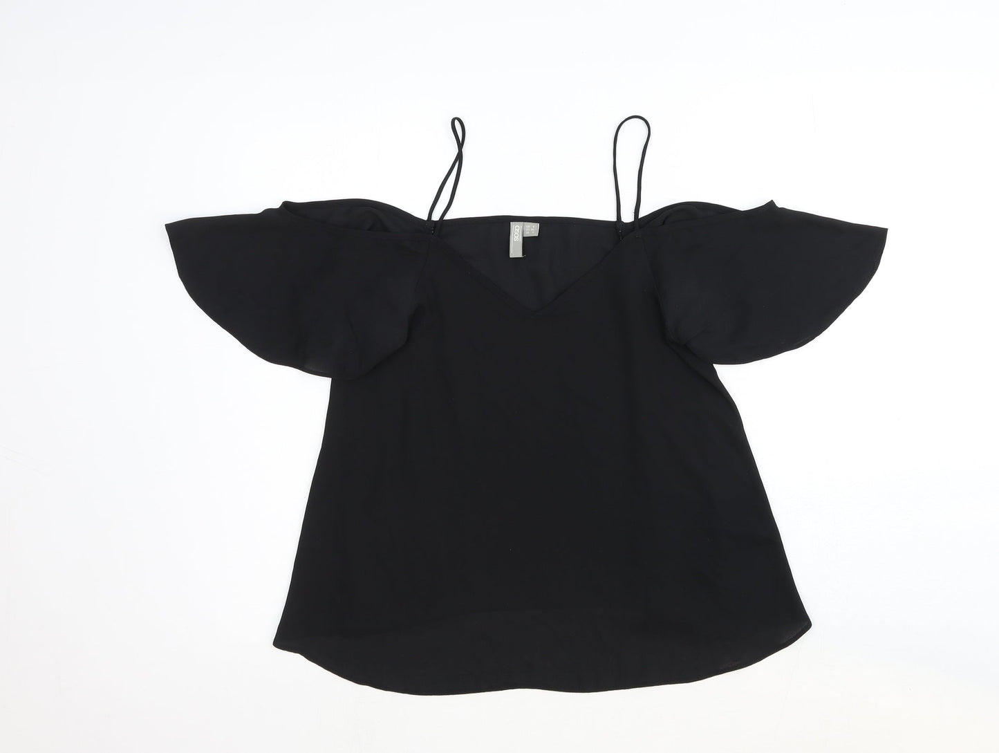 ASOS Womens Black Viscose Basic Blouse Size 8 Off the Shoulder