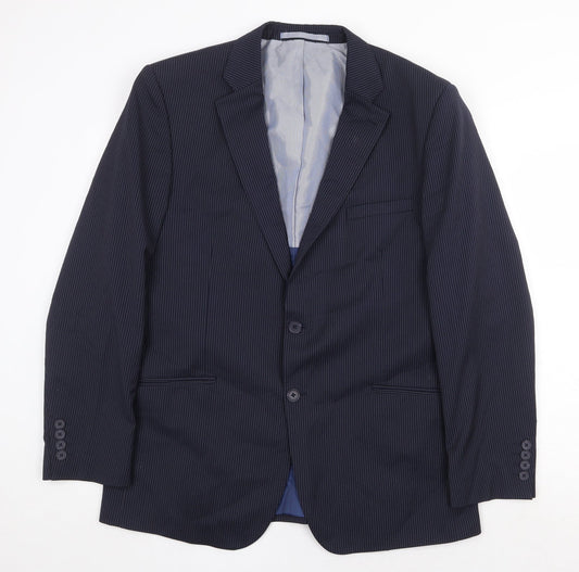 Marks and Spencer Mens Blue Striped Wool Jacket Suit Jacket Size 42 Regular