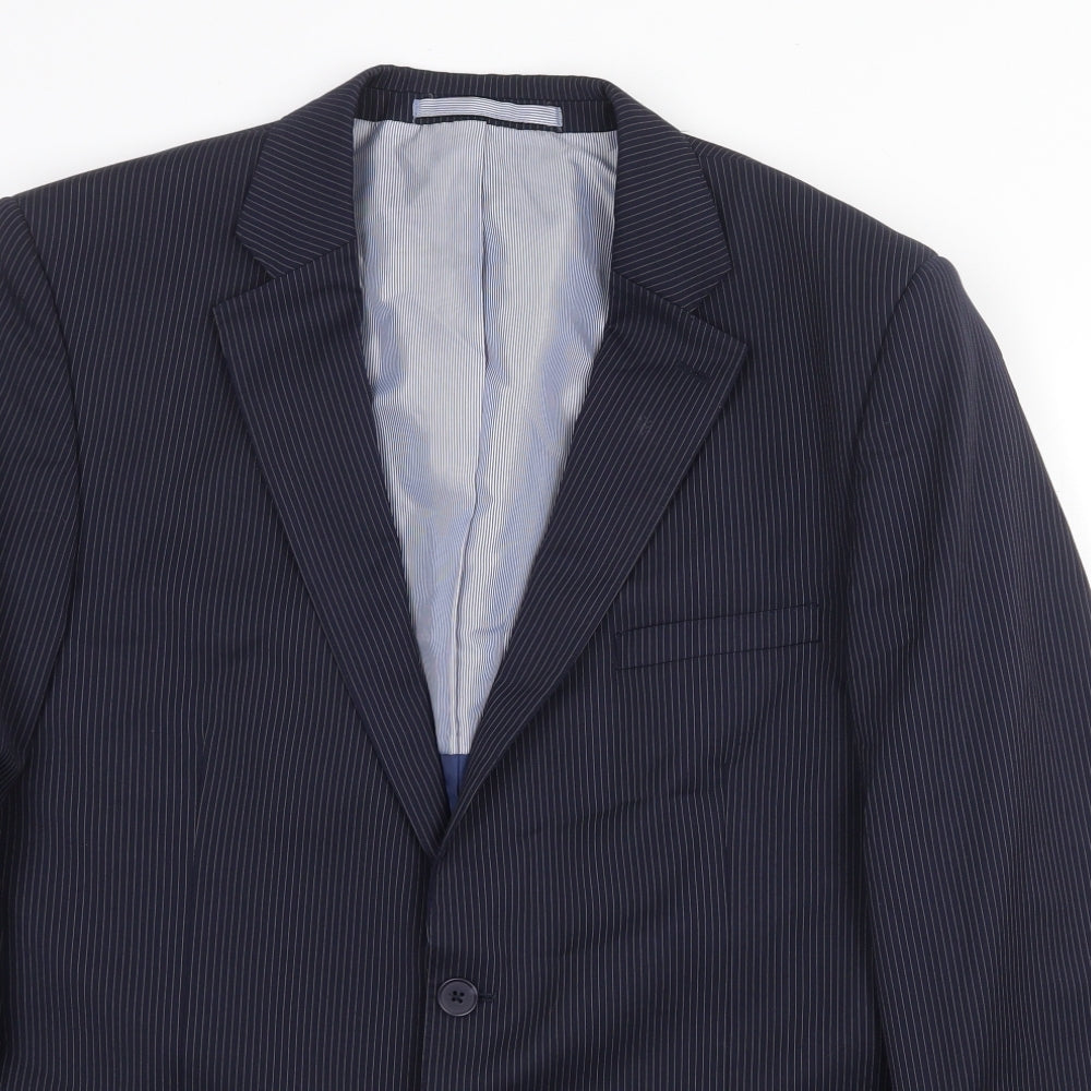 Marks and Spencer Mens Blue Striped Wool Jacket Suit Jacket Size 42 Regular