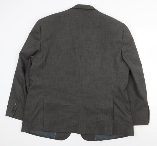 Preworn Mens Grey Polyester Jacket Suit Jacket Size 46 Regular