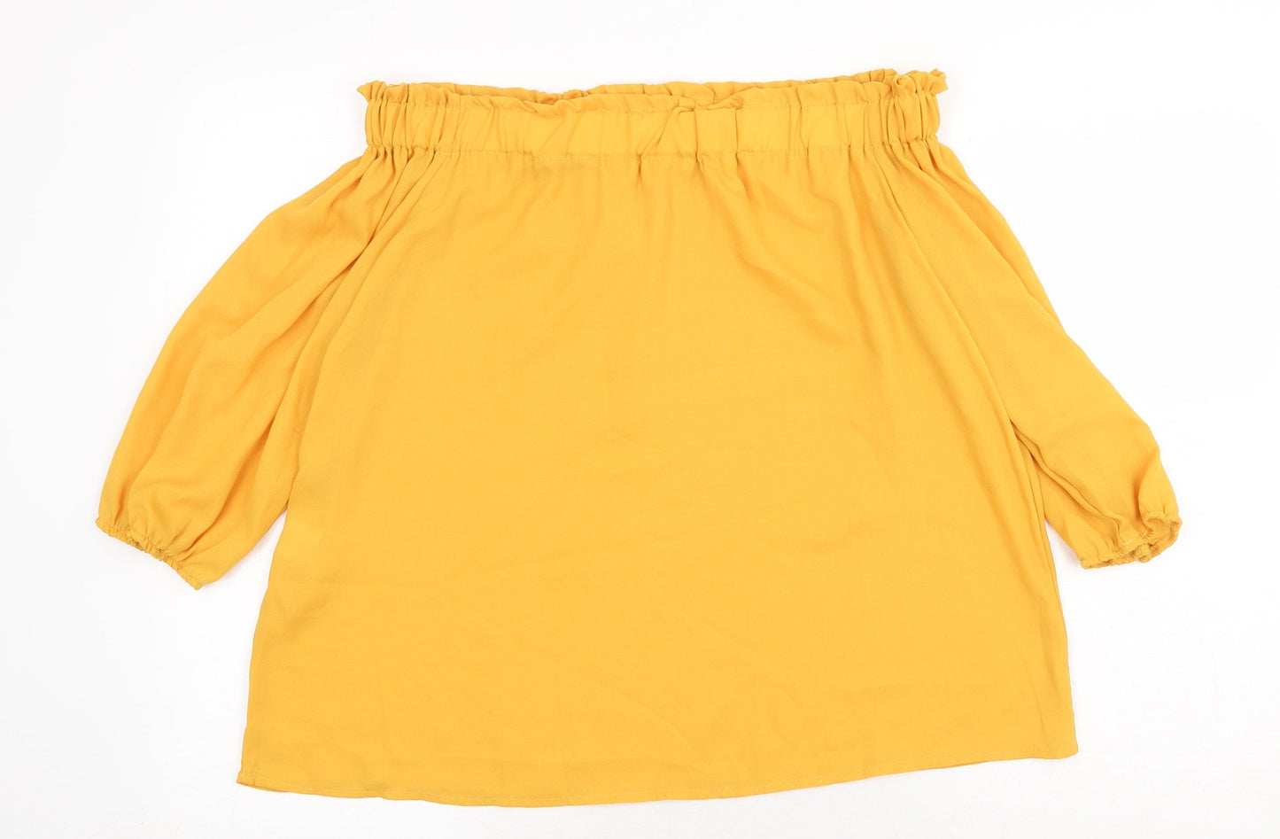 Preworn Womens Yellow Polyester Basic Blouse Size XL Off the Shoulder