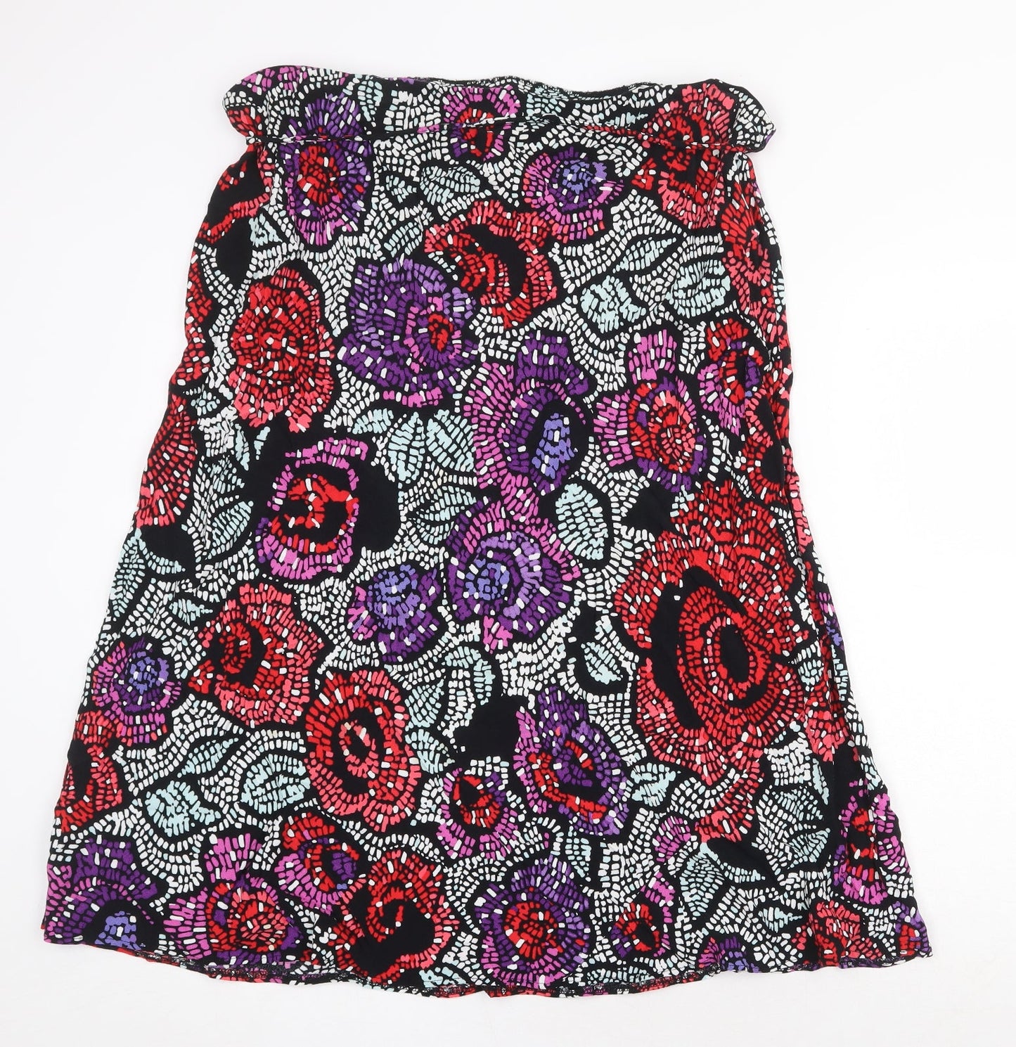 Preworn Womens Multicoloured Floral Polyester Swing Skirt Size 42 in Tie
