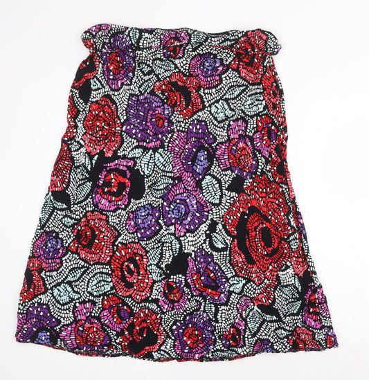 Preworn Womens Multicoloured Floral Polyester Swing Skirt Size 42 in Tie
