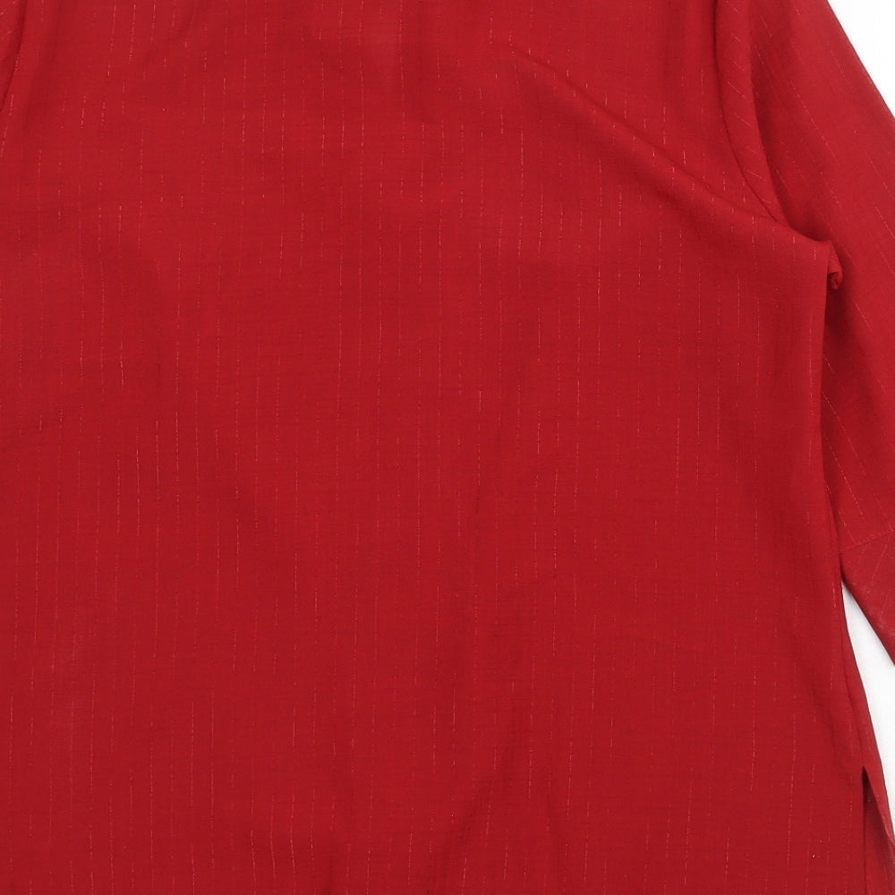 Marks and Spencer Womens Red Polyester Basic Button-Up Size 14 Collared