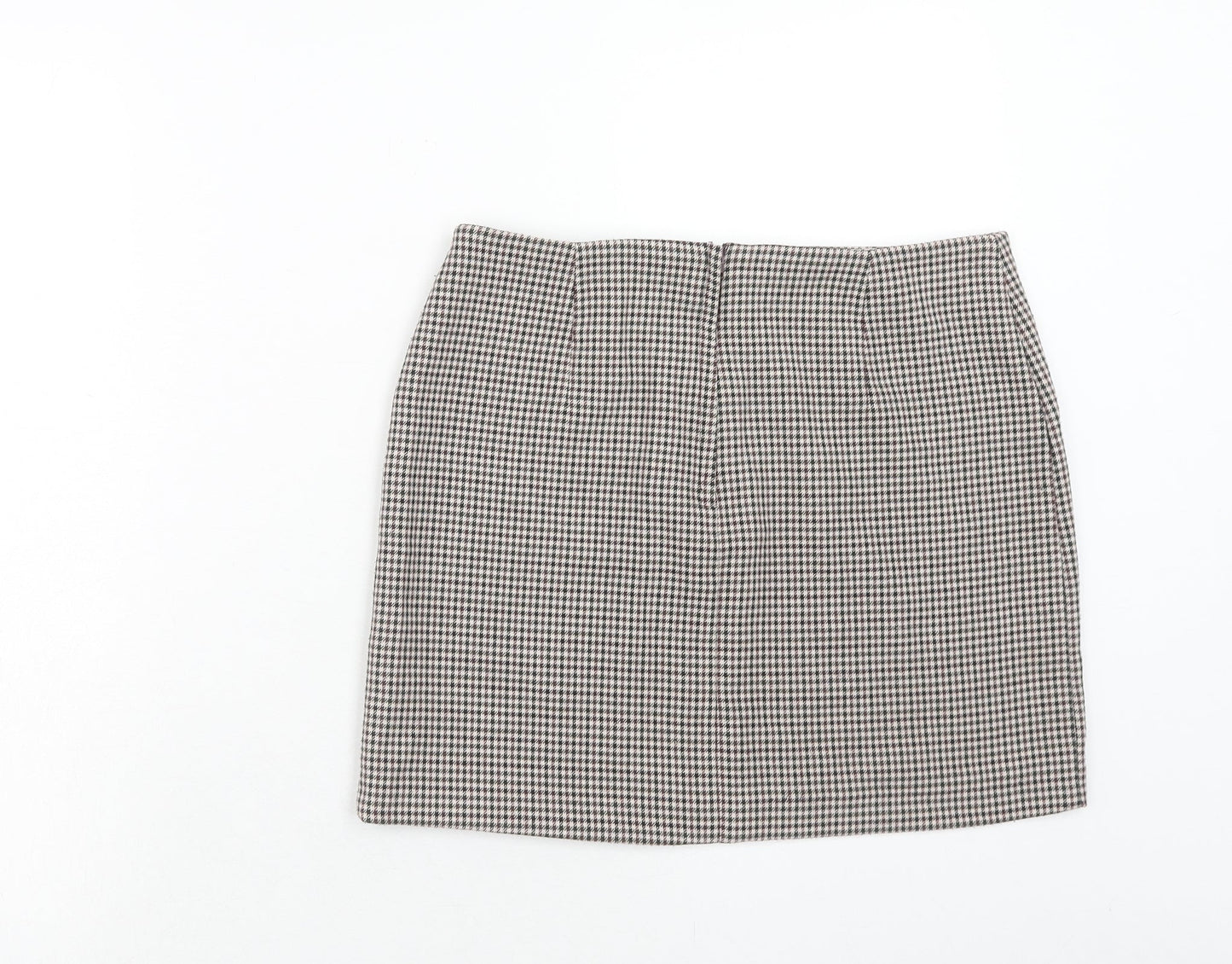 New Look Womens Multicoloured Geometric Polyester Mini Skirt Size 10 Zip - Houndstooth Pattern