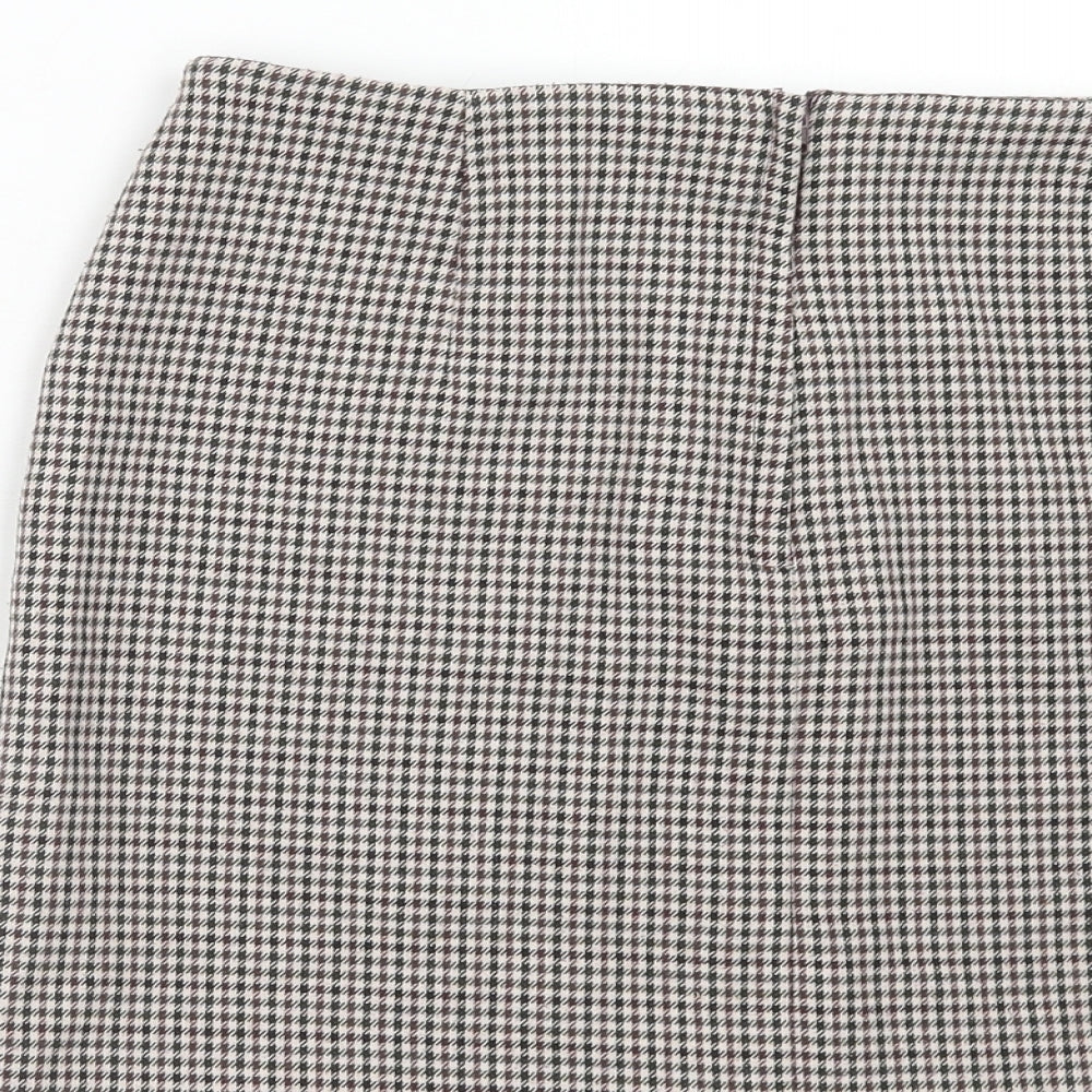 New Look Womens Multicoloured Geometric Polyester Mini Skirt Size 10 Zip - Houndstooth Pattern