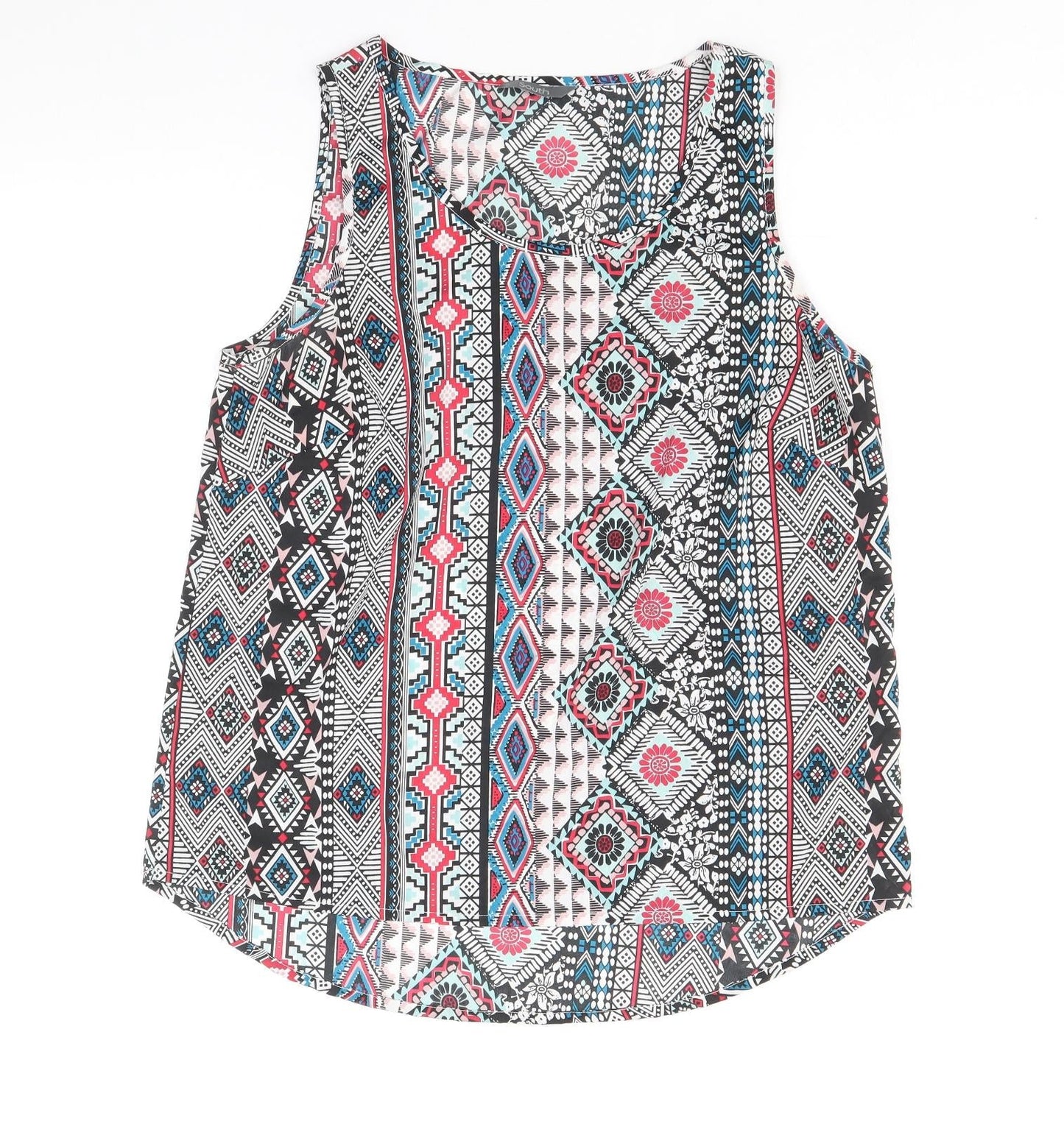 South Womens Multicoloured Geometric Polyester Basic Tank Size 12 Scoop Neck