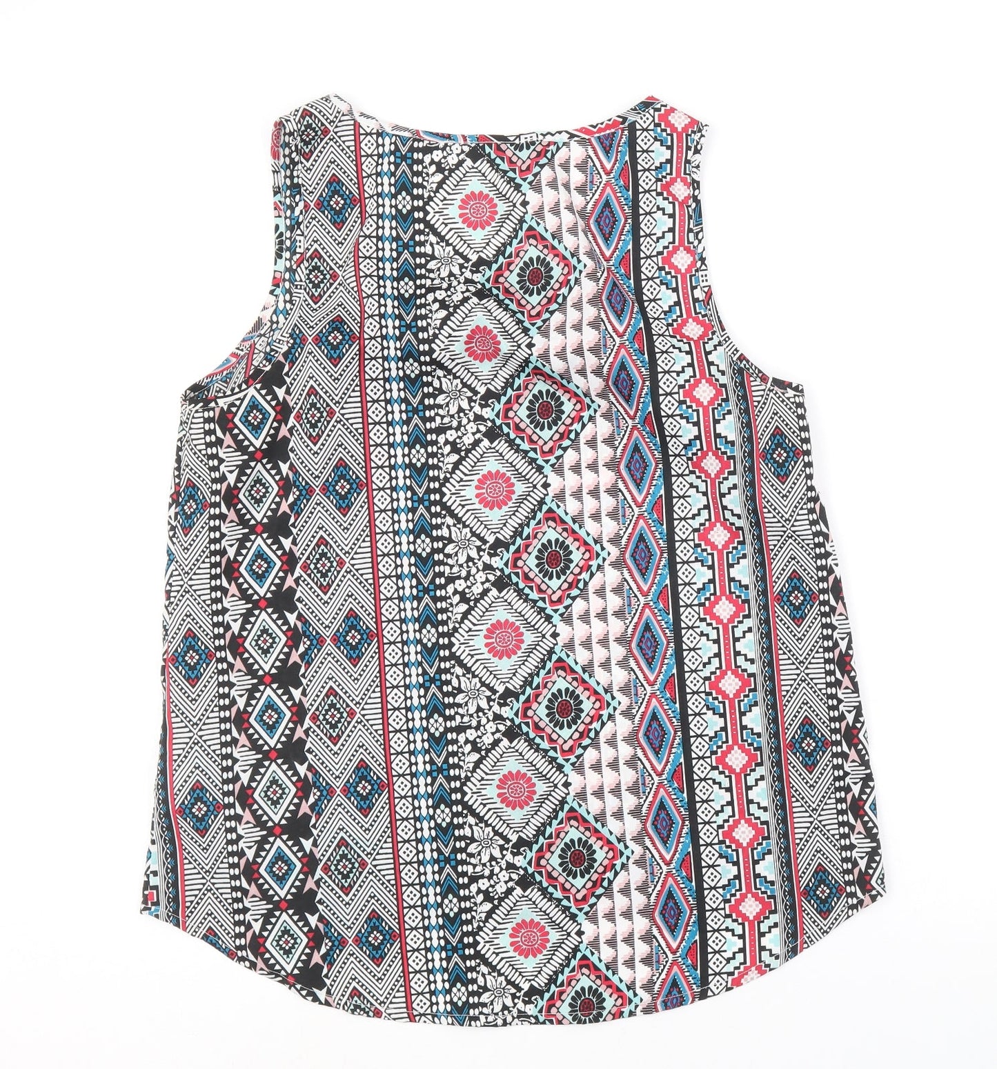 South Womens Multicoloured Geometric Polyester Basic Tank Size 12 Scoop Neck