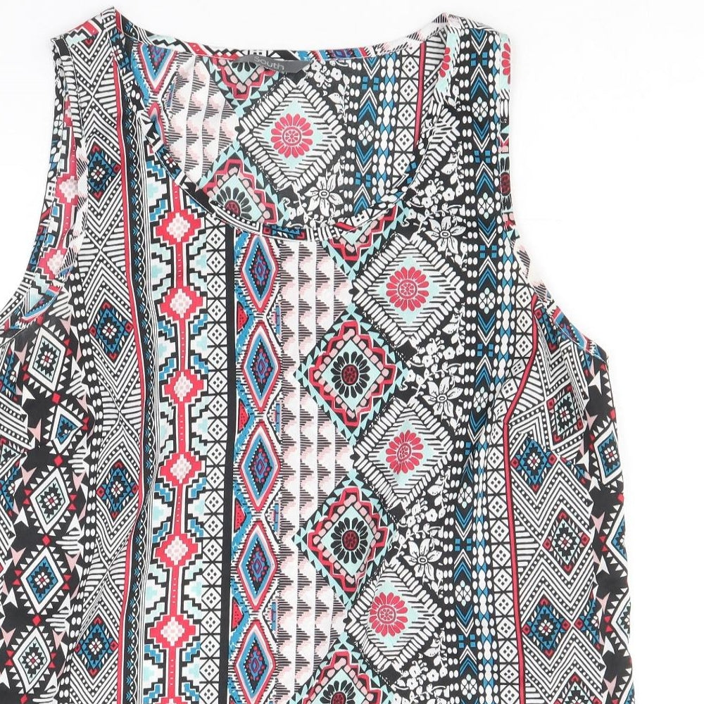 South Womens Multicoloured Geometric Polyester Basic Tank Size 12 Scoop Neck