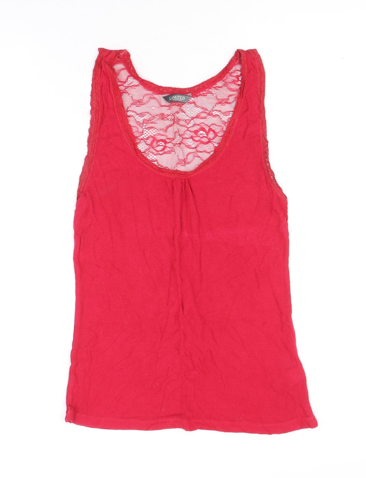 Limited Collection Womens Pink Viscose Basic Tank Size 10 Scoop Neck - Lace detail