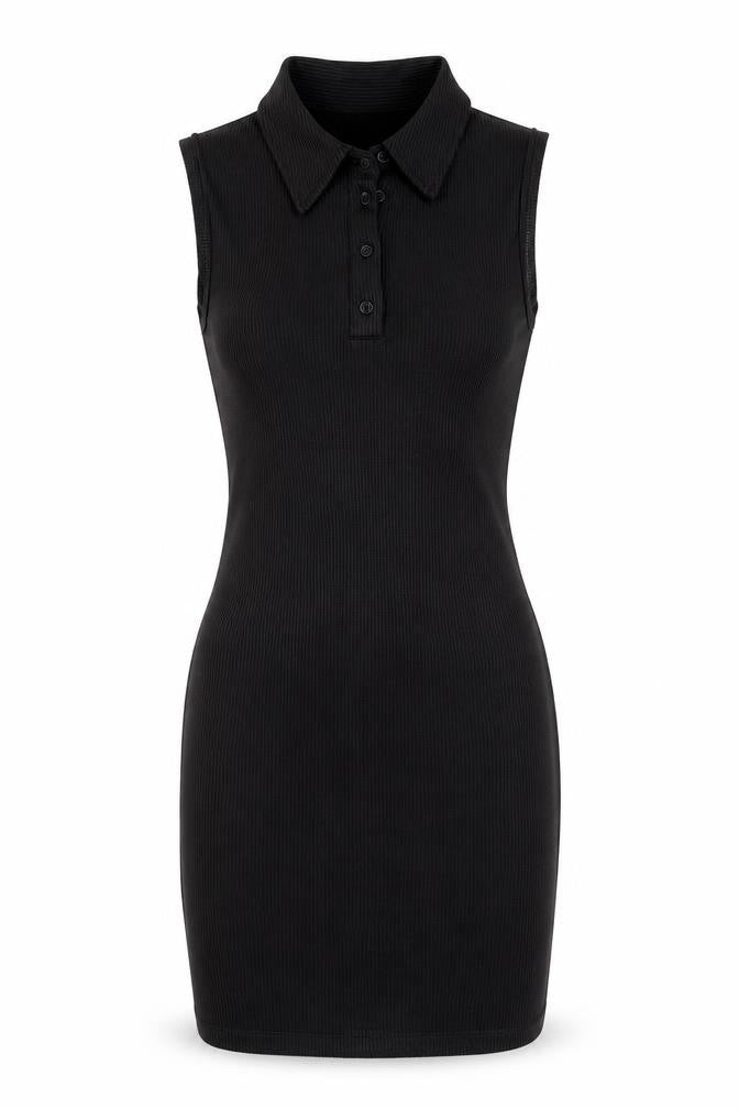 Divided by H&M Womens Black Polyester Mini Size S Collared Button