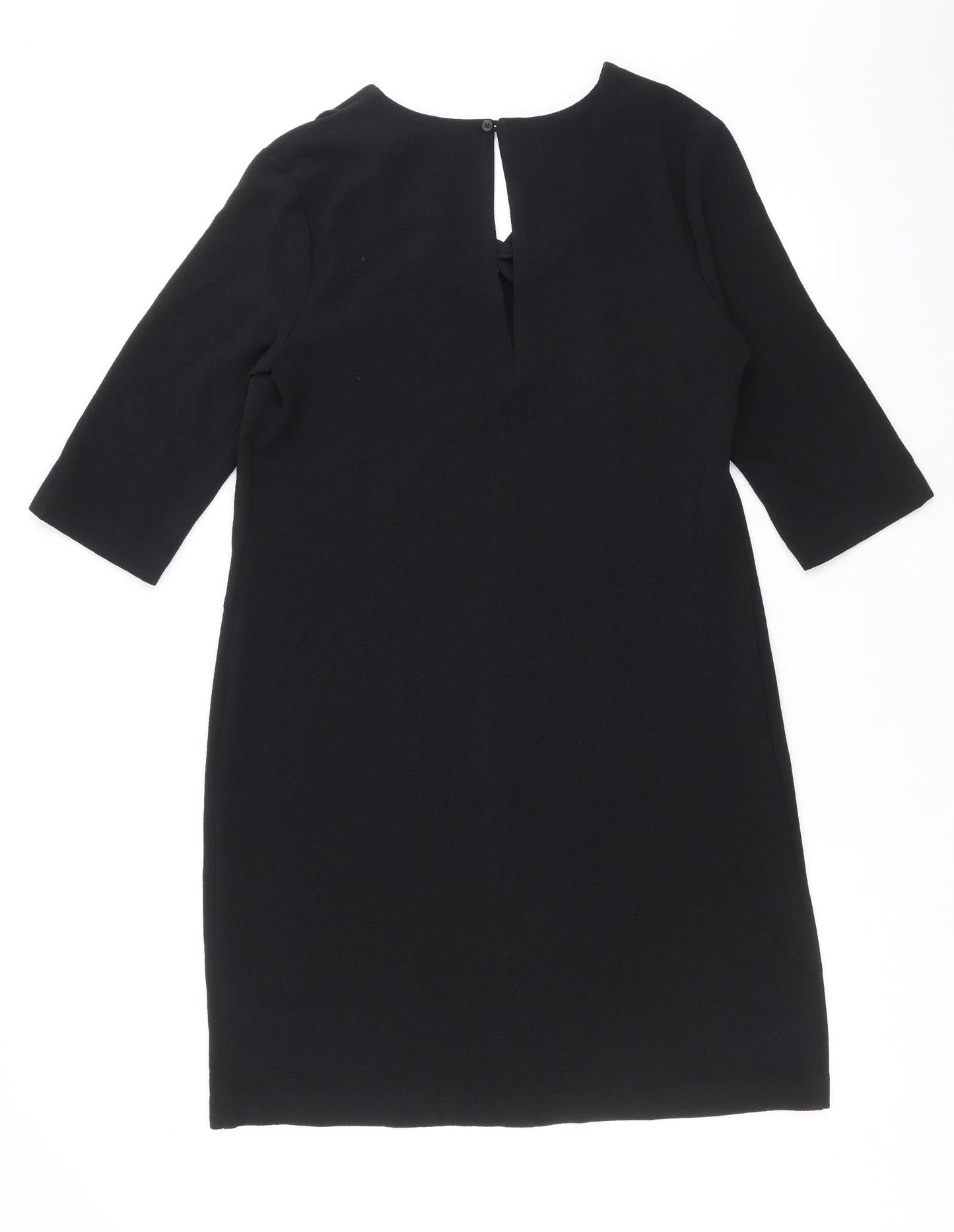 Marks and Spencer Womens Black Polyester A-Line Size 12 Round Neck Button