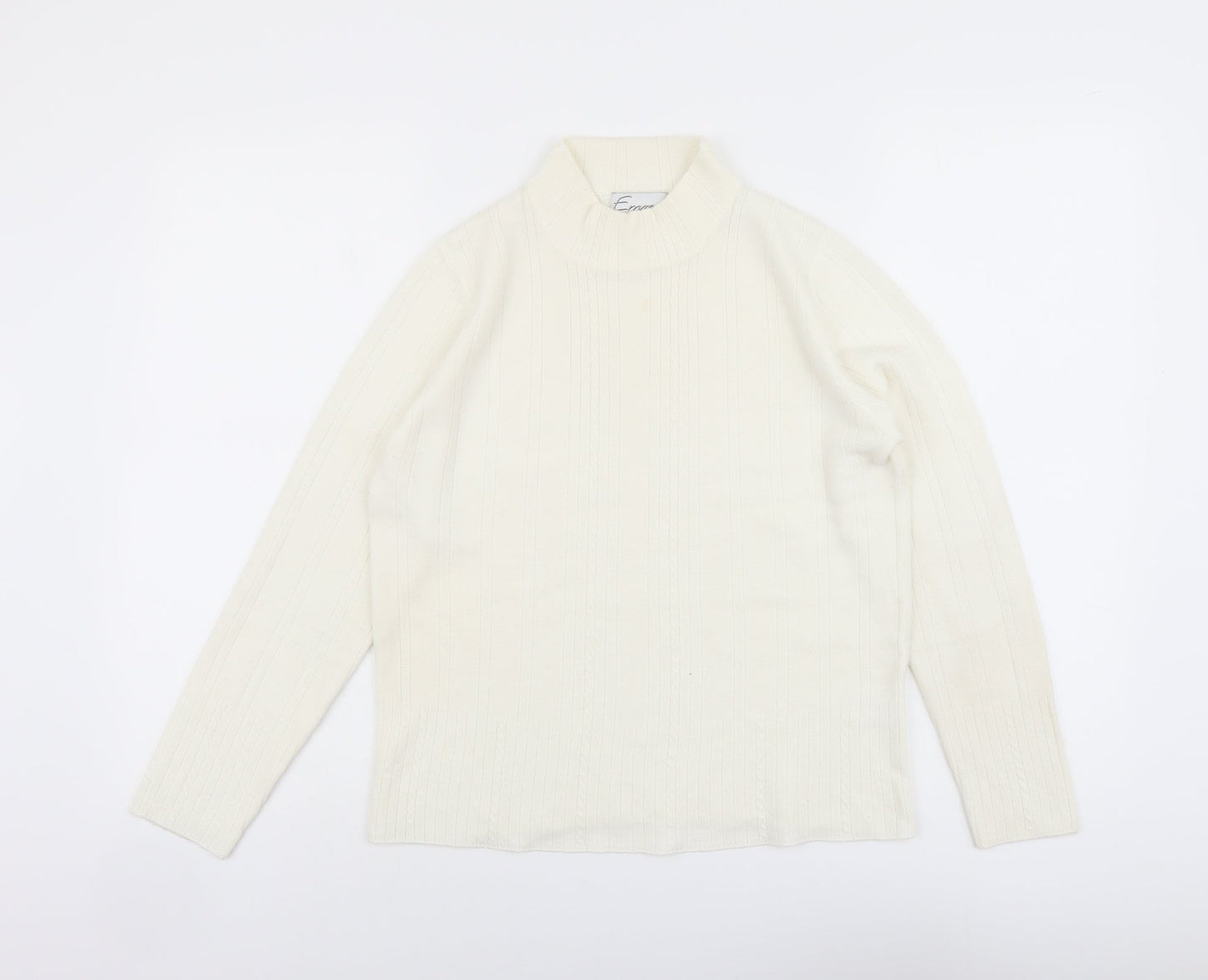 Emreco Womens Ivory Mock Neck Acrylic Pullover Jumper Size 12