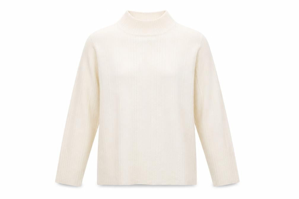 Emreco Womens Ivory Mock Neck Acrylic Pullover Jumper Size 12