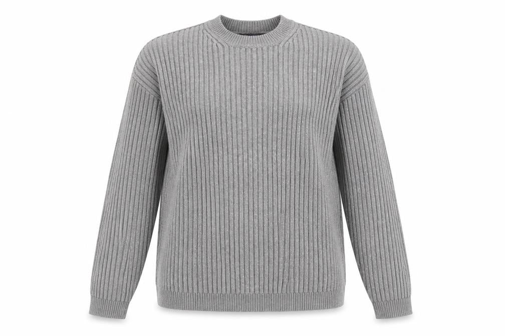 Marks and Spencer Womens Grey Round Neck Acrylic Pullover Jumper Size L