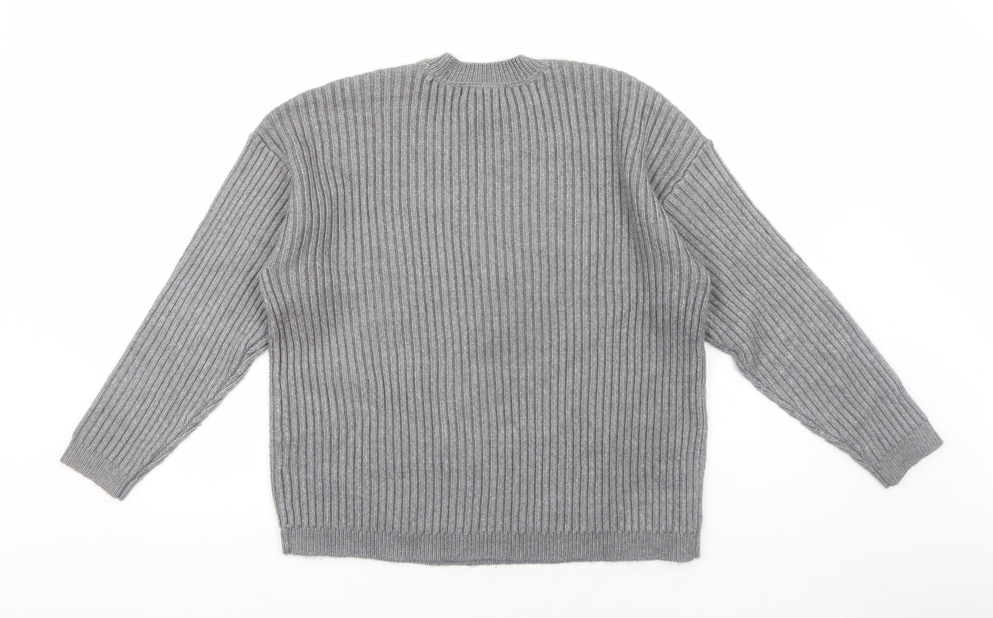 Marks and Spencer Womens Grey Round Neck Acrylic Pullover Jumper Size L