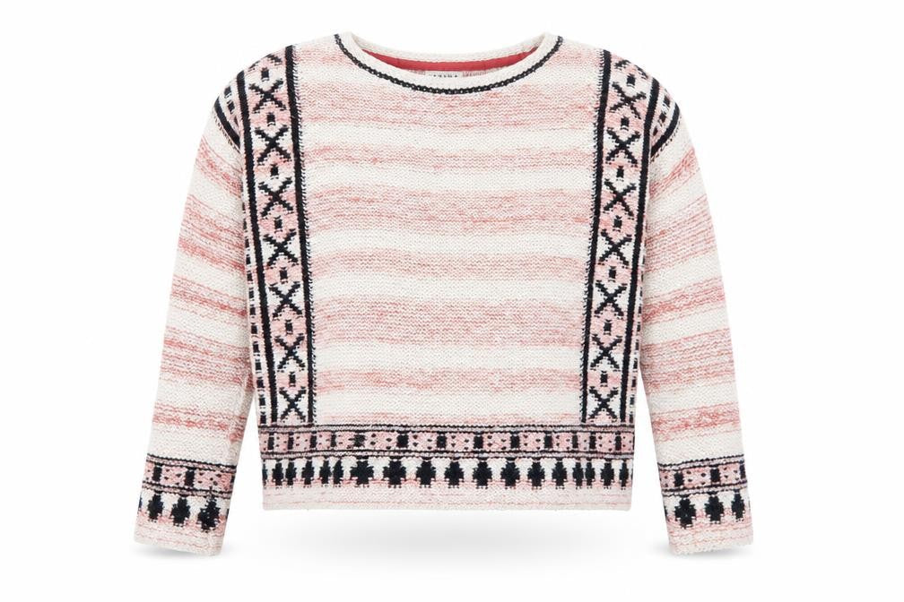 Marks and Spencer Womens Red Round Neck Geometric Acrylic Pullover Jumper Size 12
