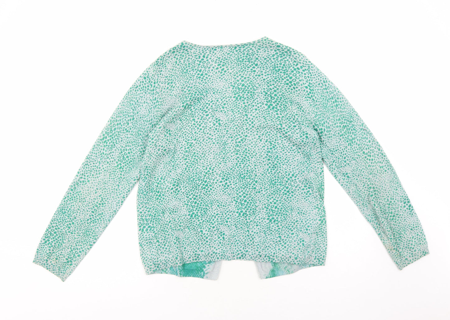 Sandwich Womens Green Round Neck Geometric Cotton Cardigan Jumper Size M