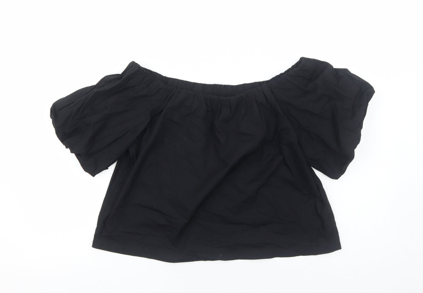 ASOS Womens Black Cotton Cropped Blouse Size 10 Off the Shoulder - Bardot