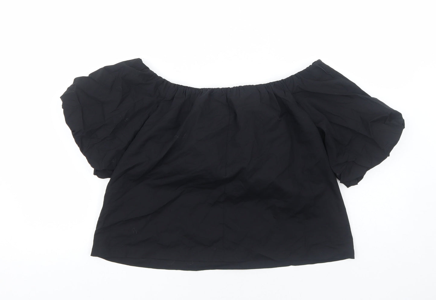 ASOS Womens Black Cotton Cropped Blouse Size 10 Off the Shoulder - Bardot