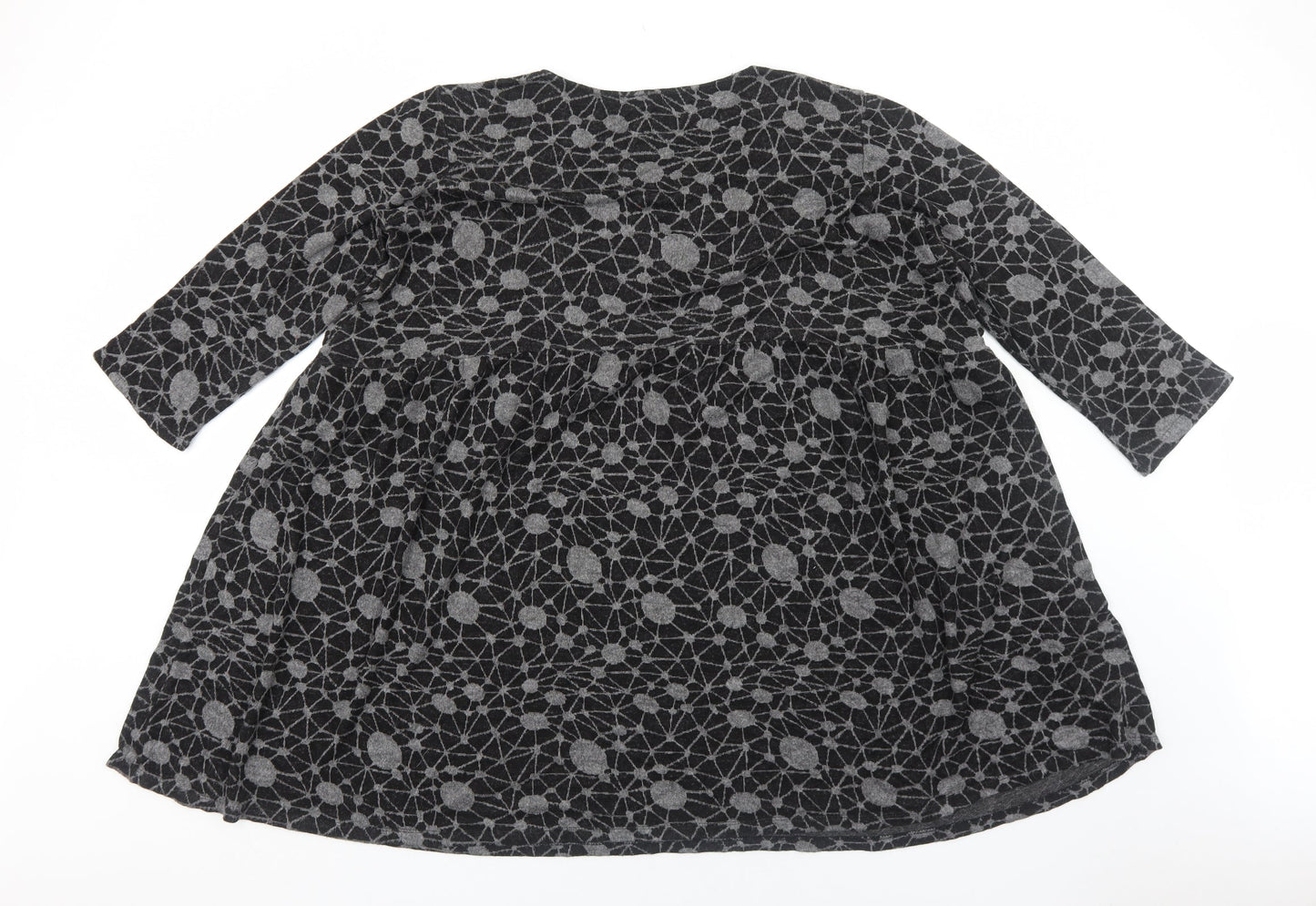 158C Womens Grey Geometric Viscose Shift Size L Round Neck Pullover