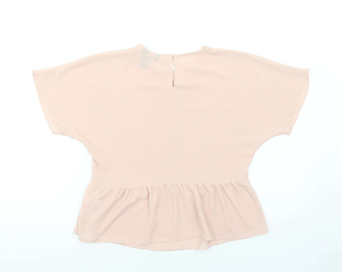 New Look Womens Pink Polyester Cropped T-Shirt Size 6 Scoop Neck - Smock