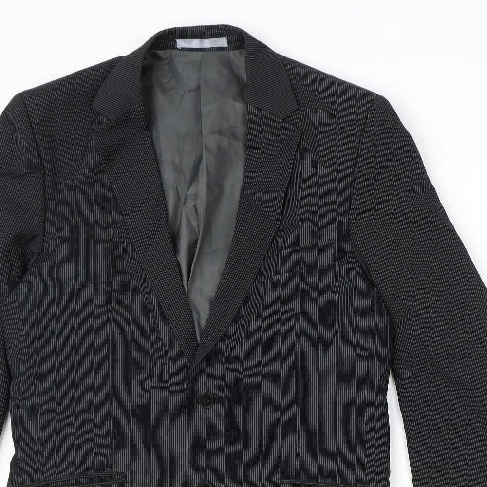 Burton Mens Black Striped Polyester Jacket Suit Jacket Size 40 Regular