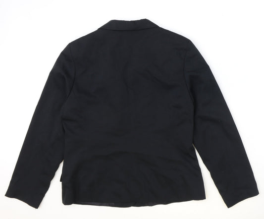 Essentials Womens Black Polyester Jacket Blazer Size 14
