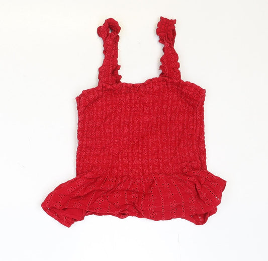 Hollister Womens Red Viscose Basic Tank Size S Square Neck - Drop hem