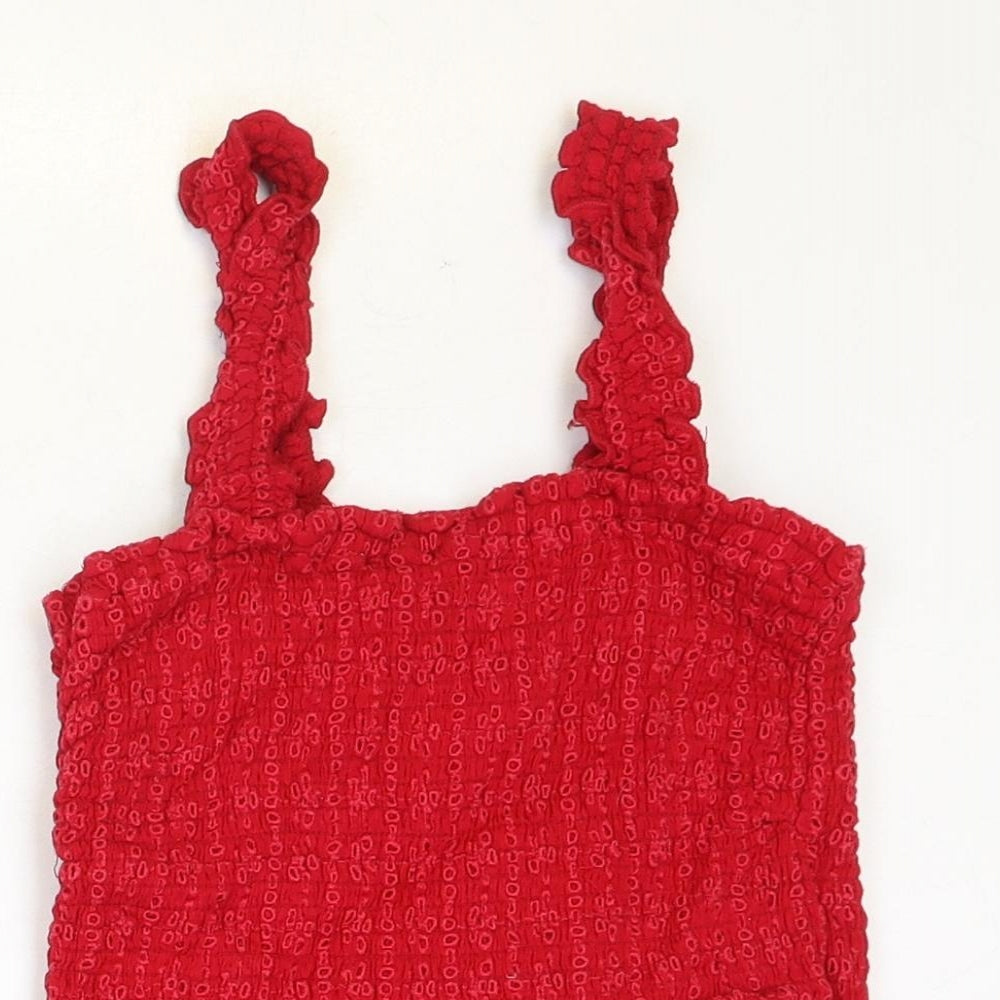 Hollister Womens Red Viscose Basic Tank Size S Square Neck - Drop hem