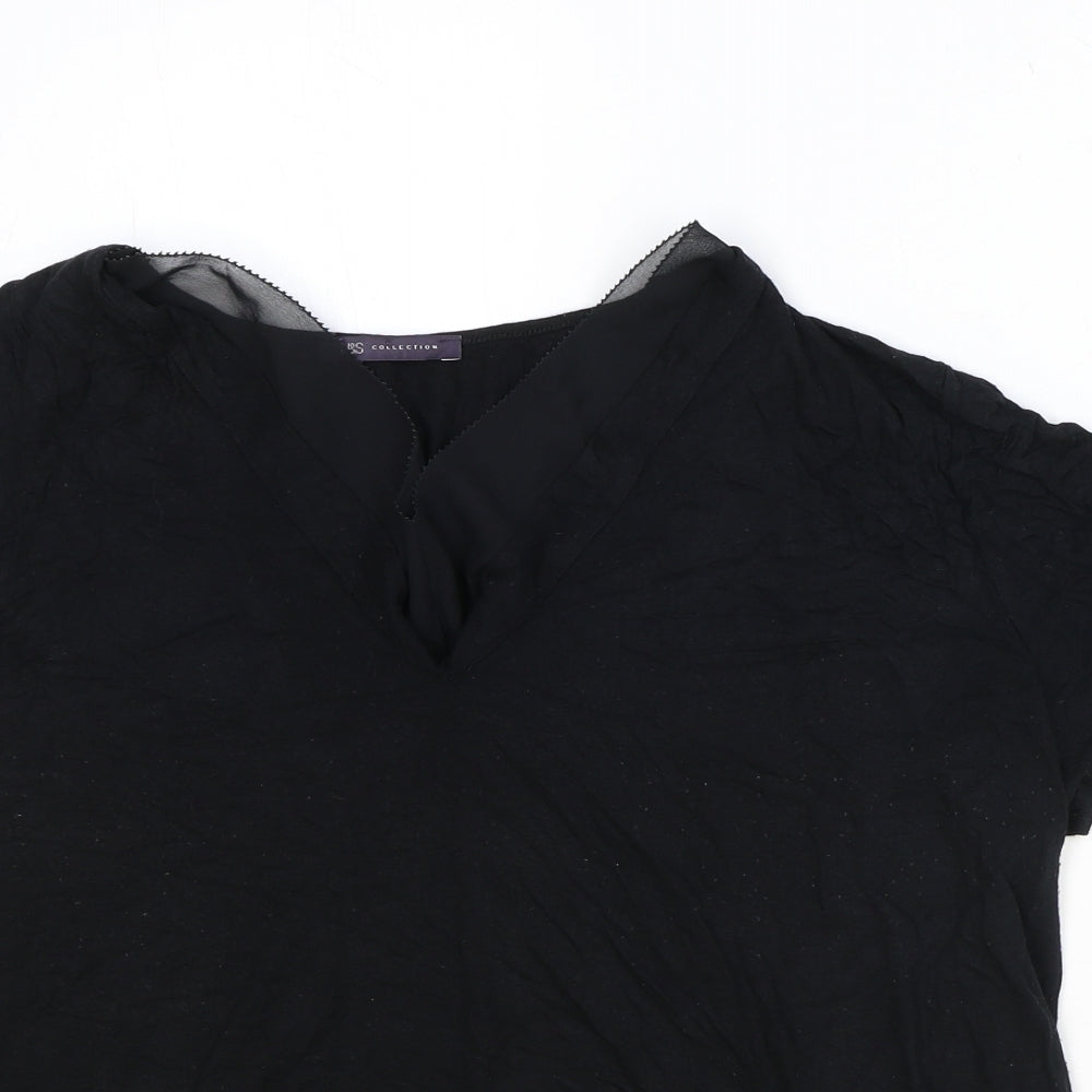 Marks and Spencer Womens Black Viscose Basic Blouse Size 16 V-Neck