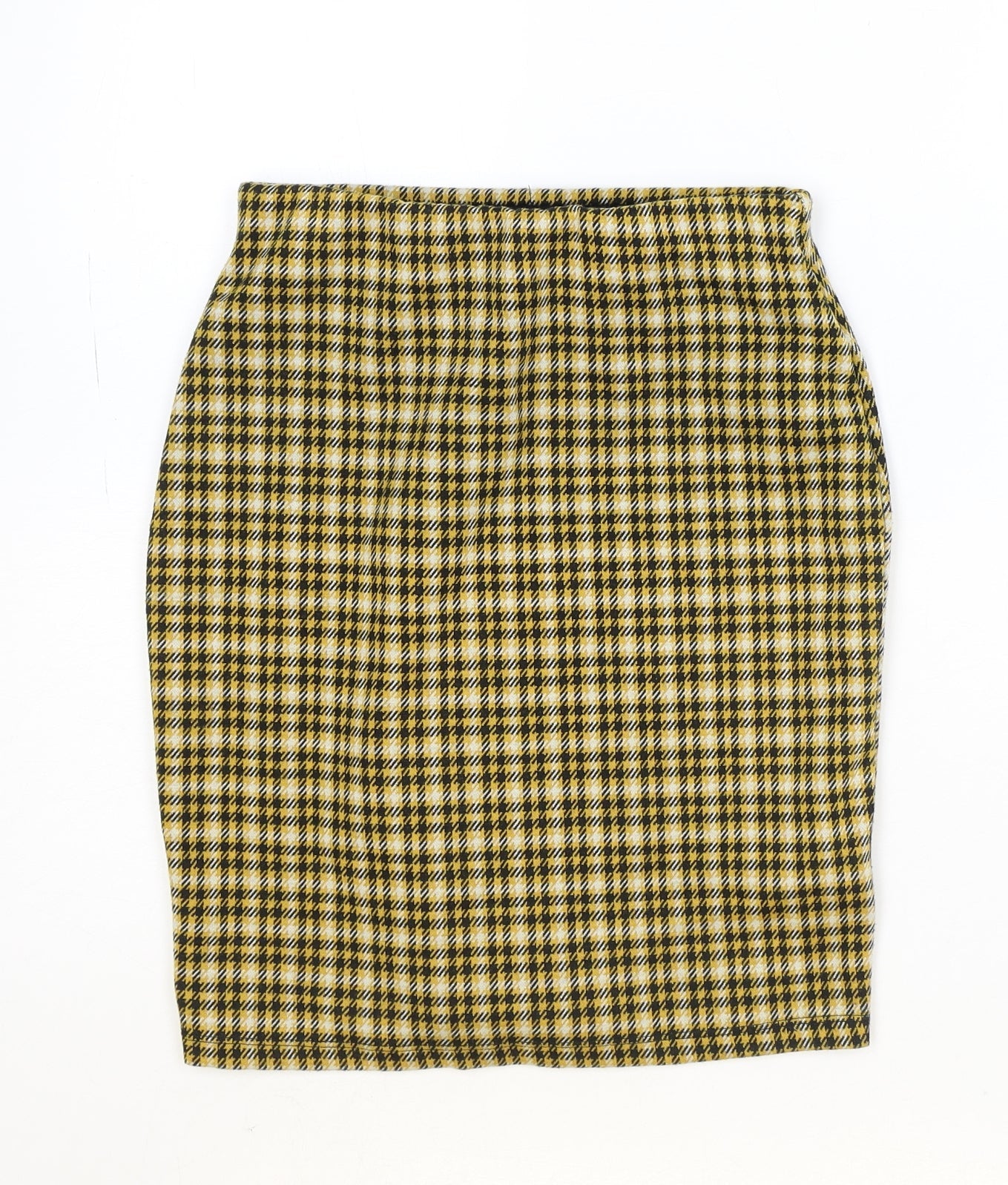 New Look Womens Yellow Plaid Polyester Straight & Pencil Skirt Size 6