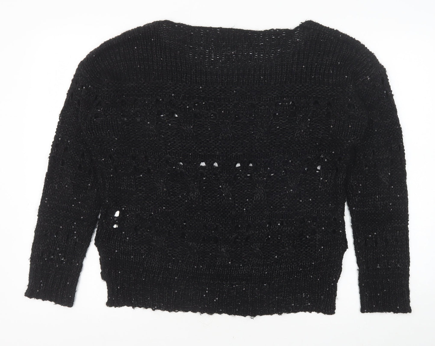 V & K Womens Black Round Neck Polyester Pullover Jumper Size 10