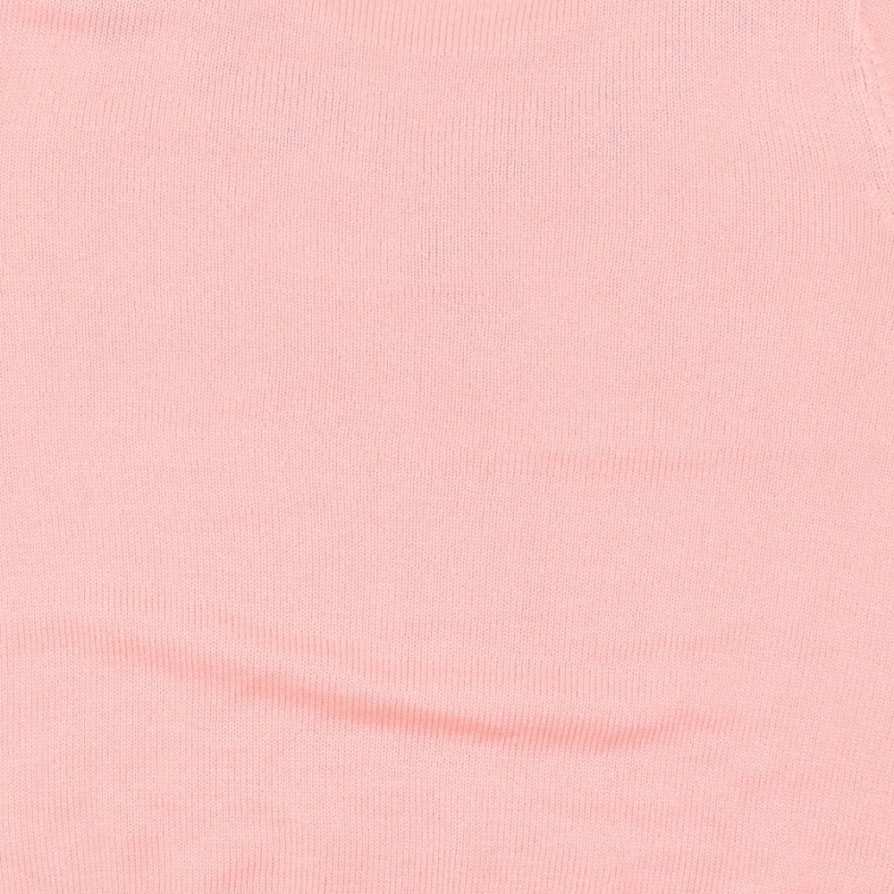 Anthology Womens Pink Crew Neck Argyle/Diamond Acrylic Pullover Jumper Size 16 Pullover