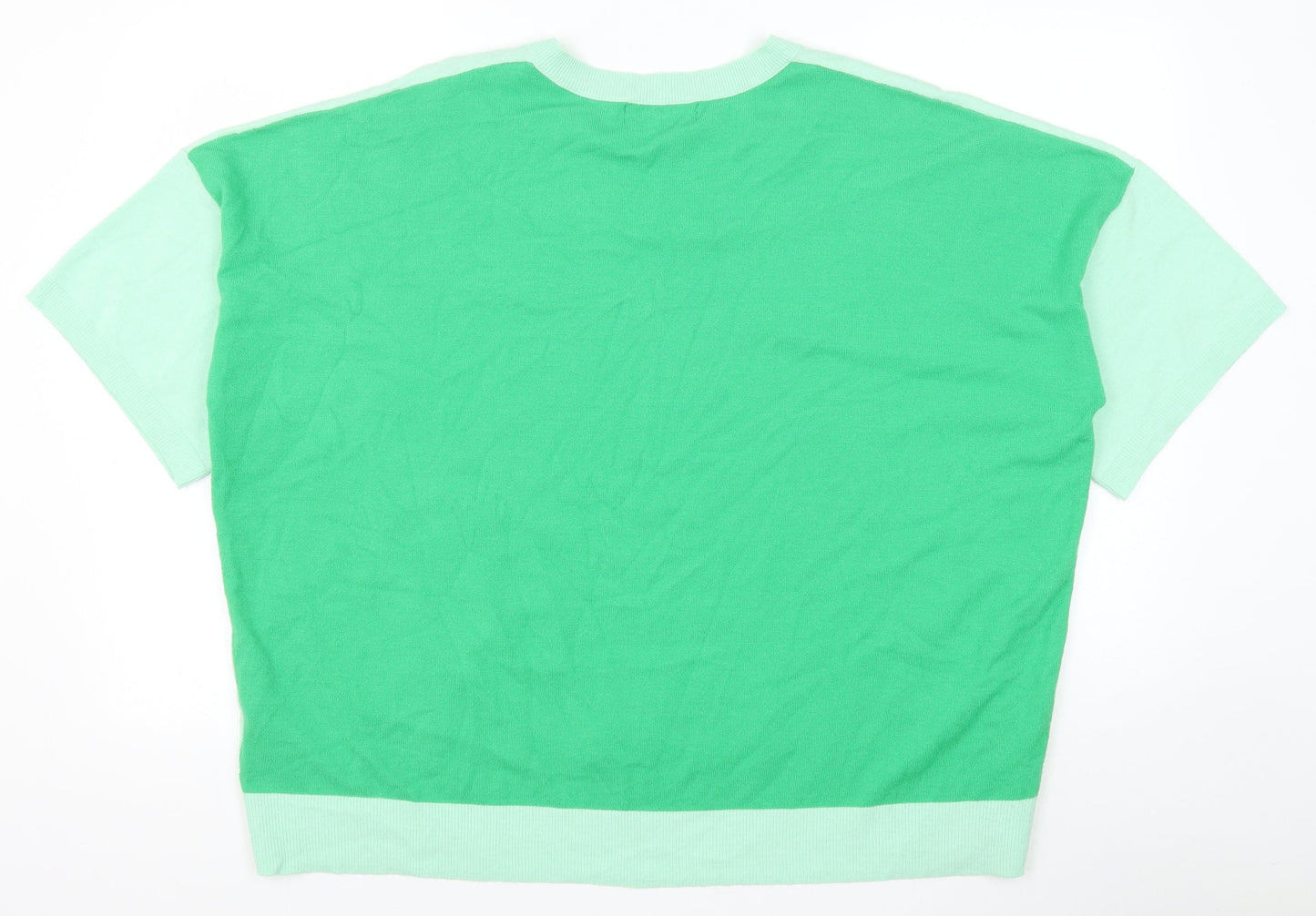 Marks and Spencer Womens Green V-Neck Viscose Pullover Jumper Size 22 Pullover