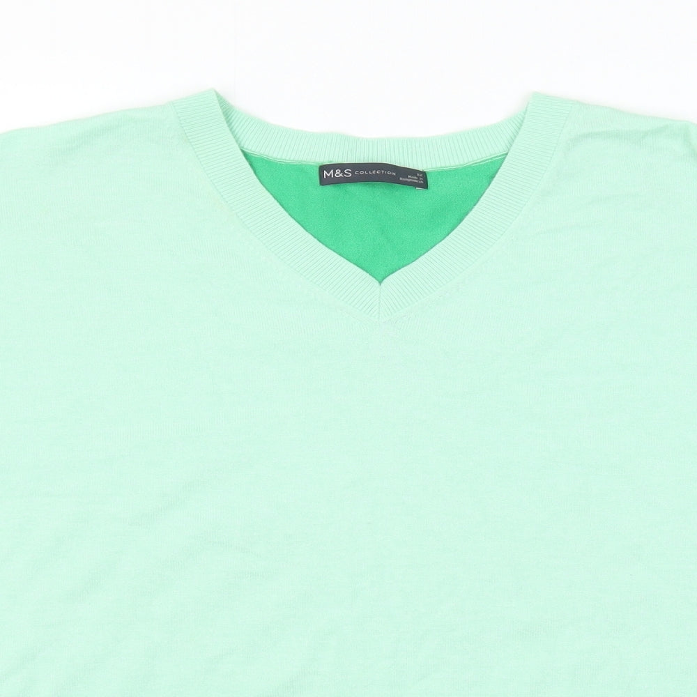 Marks and Spencer Womens Green V-Neck Viscose Pullover Jumper Size 22 Pullover