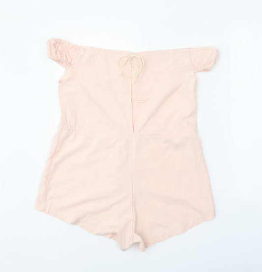 Preworn Womens Pink Polyester Playsuit One-Piece Size M Tie