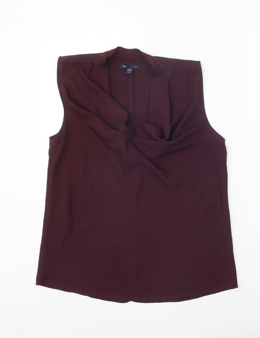 Gap Womens Purple Polyester Basic Blouse Size M Cowl Neck