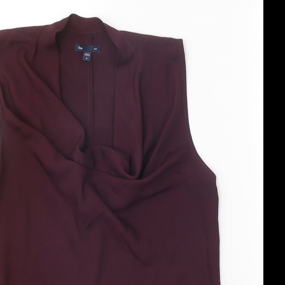 Gap Womens Purple Polyester Basic Blouse Size M Cowl Neck