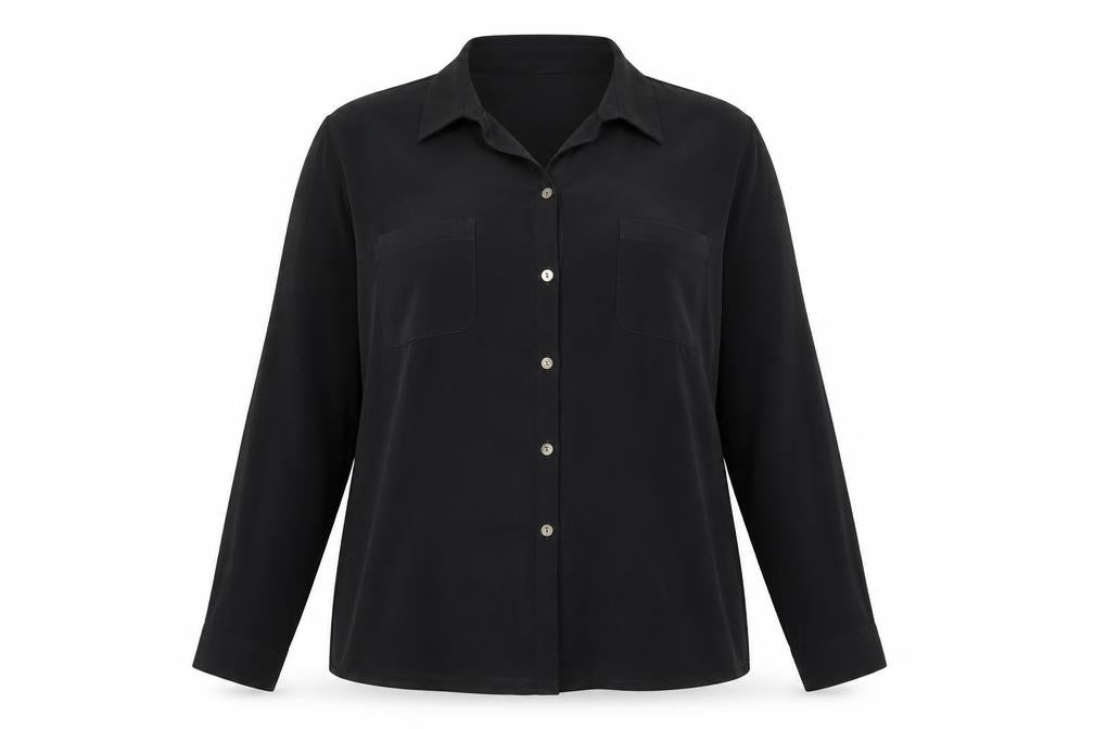 Sara Woman Womens Black Polyester Basic Button-Up Size 20 Collared