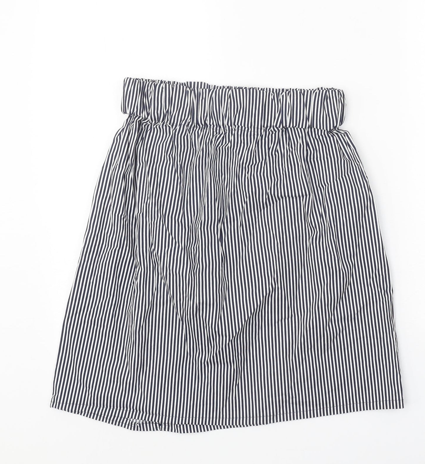 Preworn Womens White Striped Polyester A-Line Skirt Size 26 in