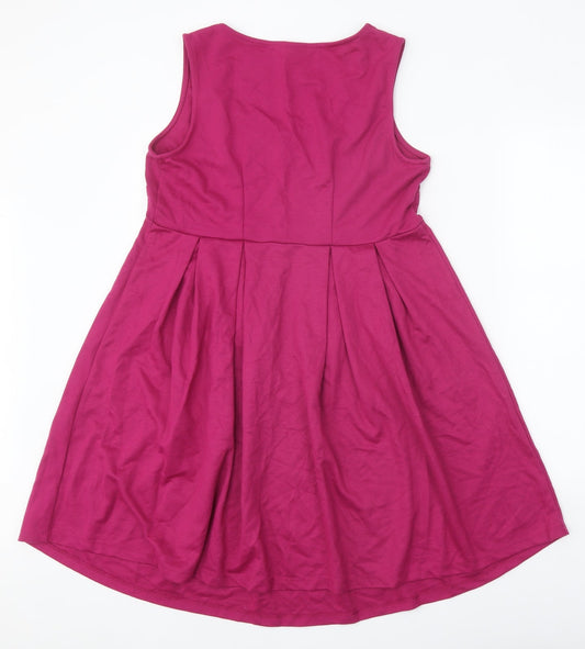 mamas & papas Womens Pink Polyester Fit & Flare Size 12 Round Neck Pullover