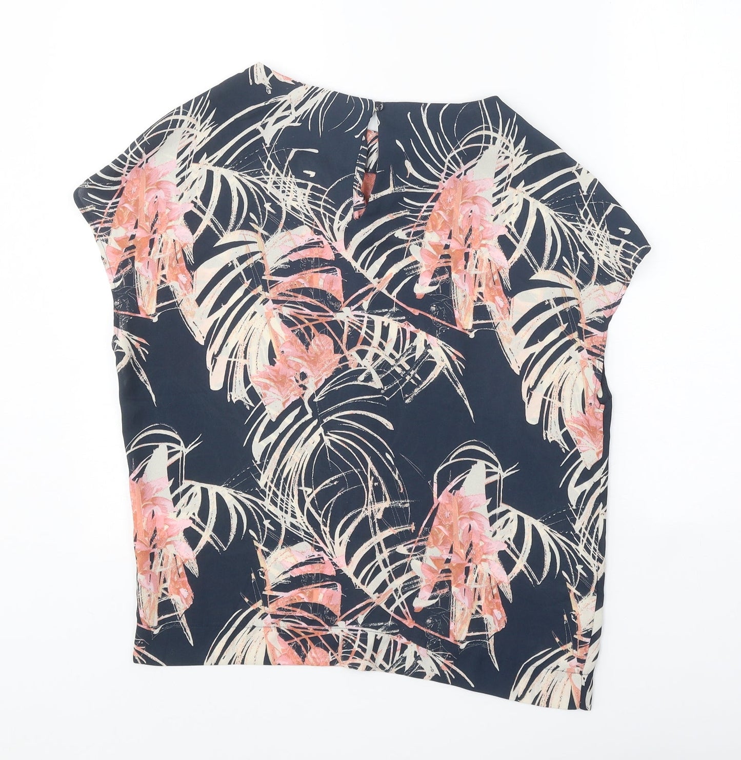 NEXT Womens Blue Geometric Polyester Basic Blouse Size 6 Boat Neck