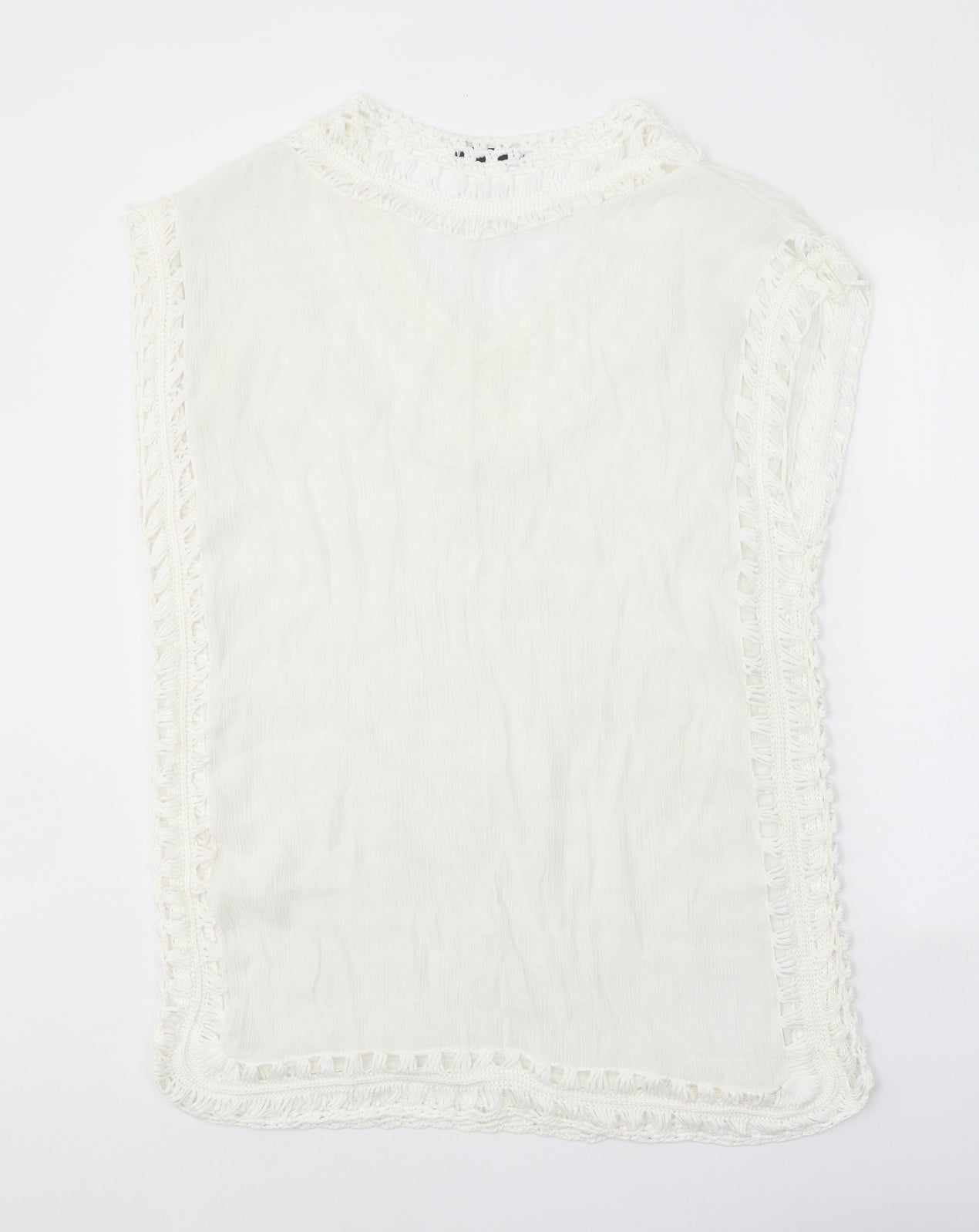 SheIn Womens White Geometric Polyester A-Line One Size V-Neck Pullover