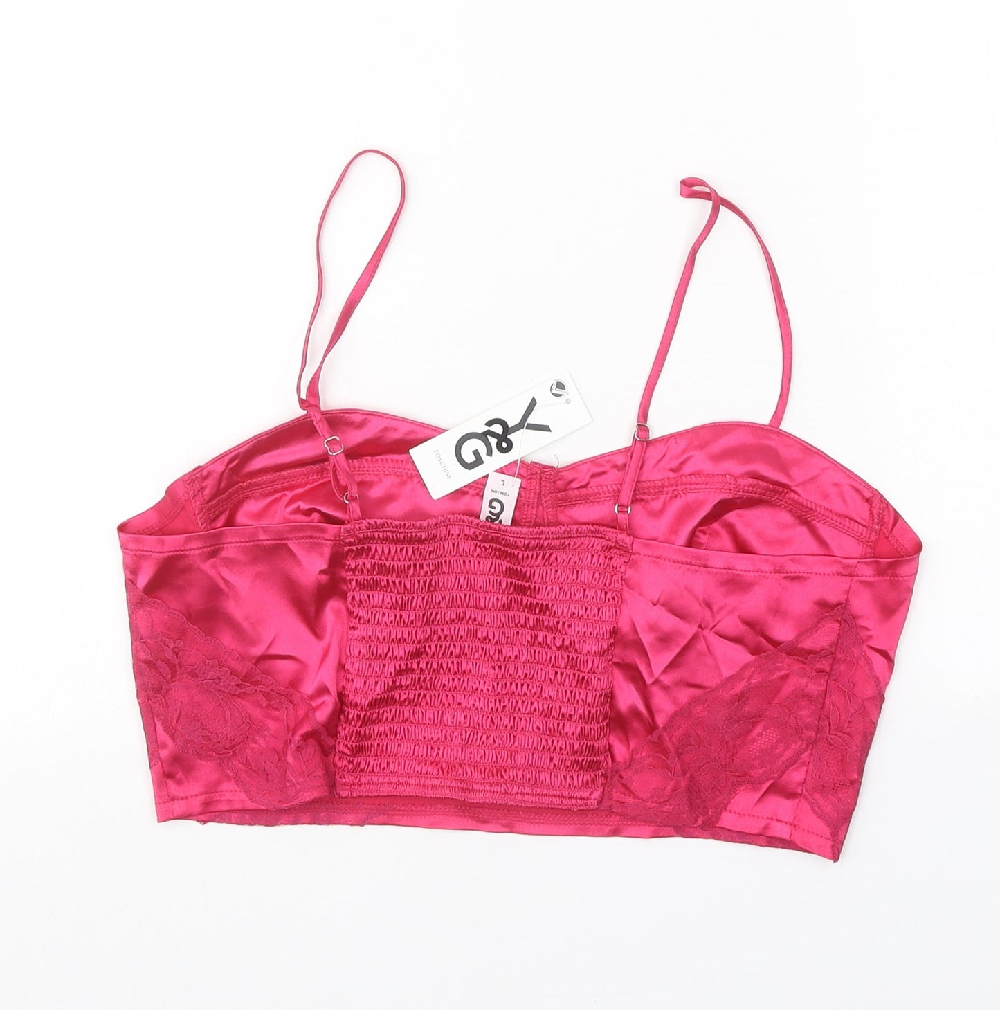 Y&G Womens Pink Polyester Cropped Tank Size L Sweetheart - Bralette
