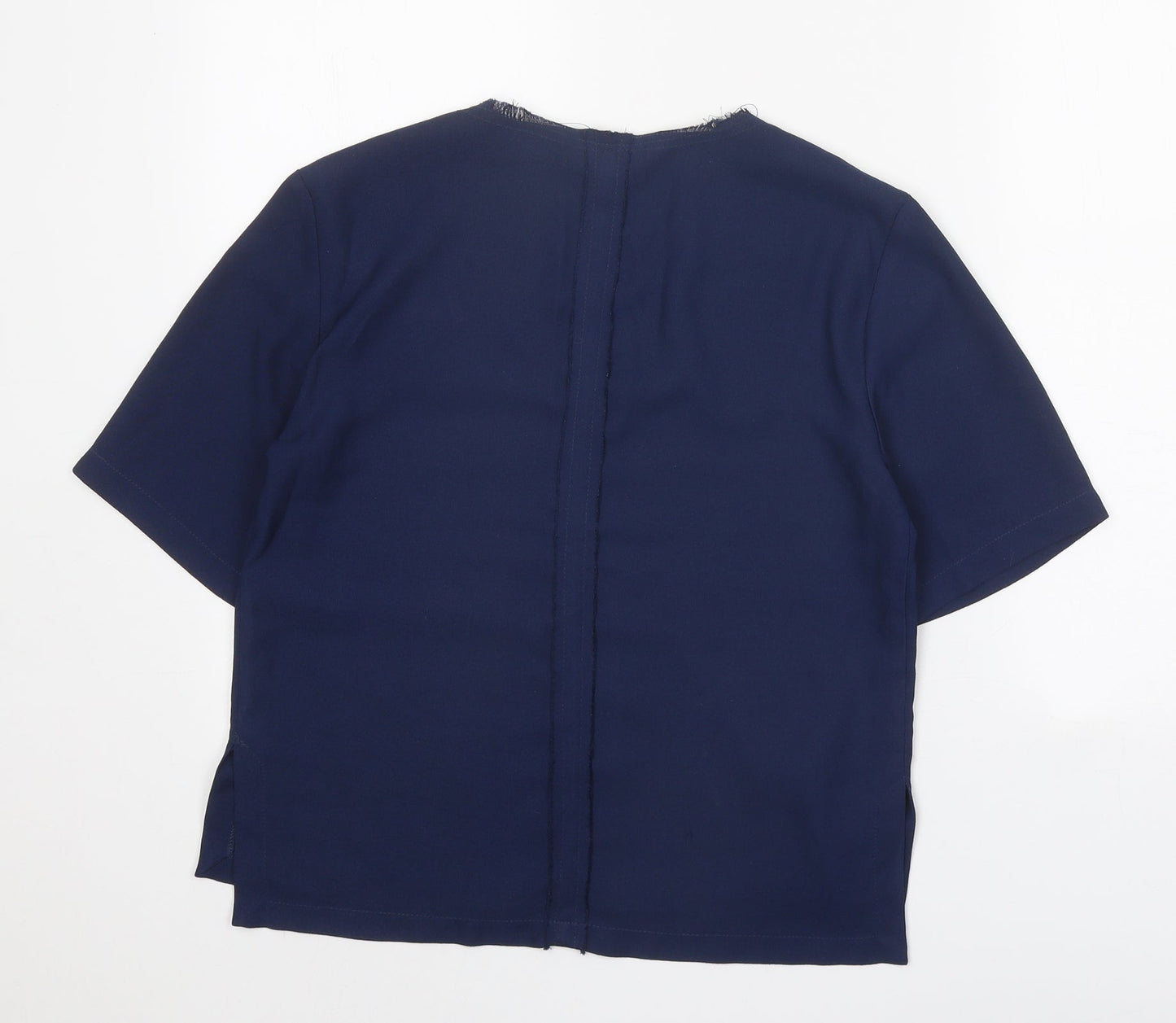 Topshop Womens Blue Polyester Basic Blouse Size 8 V-Neck