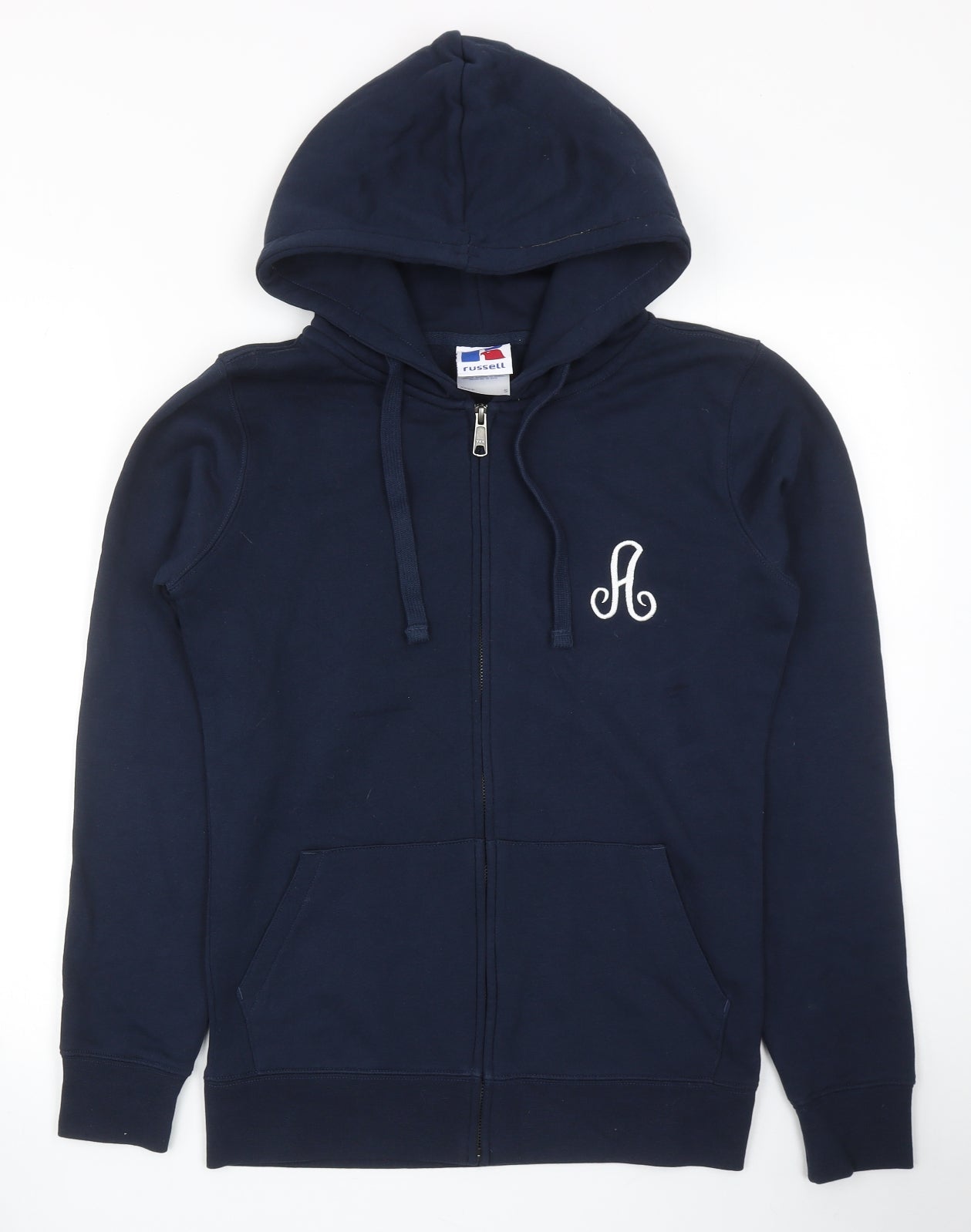 Russell Womens Blue Cotton Full Zip Hoodie Size S Zip