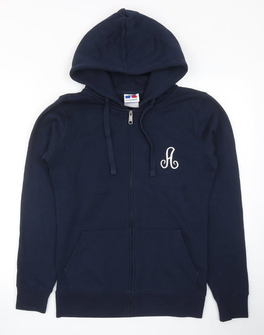 Russell Womens Blue Cotton Full Zip Hoodie Size S Zip