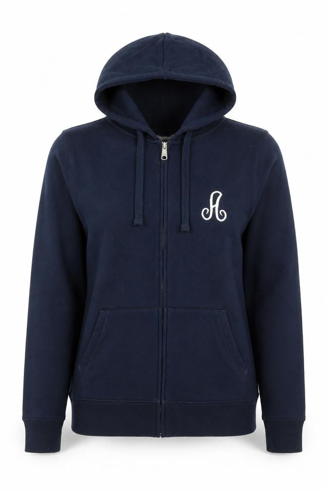 Womens UK S Regular Russell Blue Full Zip Hoodie