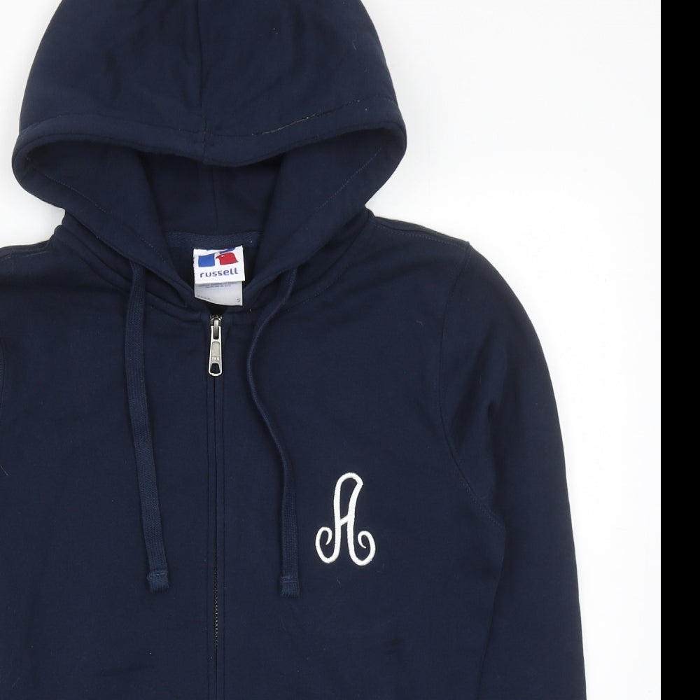 Russell Womens Blue Cotton Full Zip Hoodie Size S Zip
